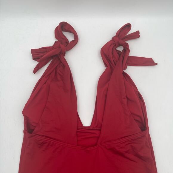 MEI L’ANGE Swimsuit One Piece Red Eve Bow Tie Swim Beach NWT Extra Large - Picture 9 of 13